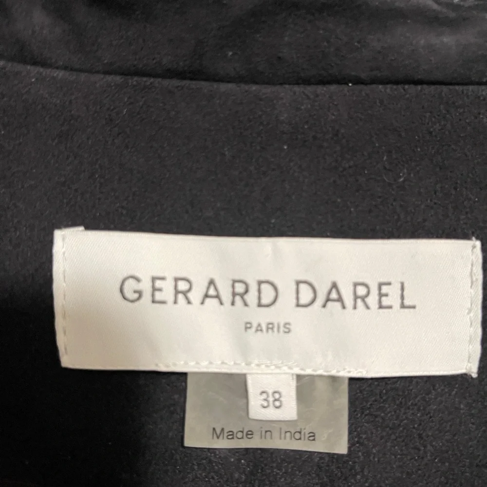 Gerard Darel Navy Gemma Suede Trench Coat with Mid-Thigh Length and Relaxed Fit - Picture 6 of 16